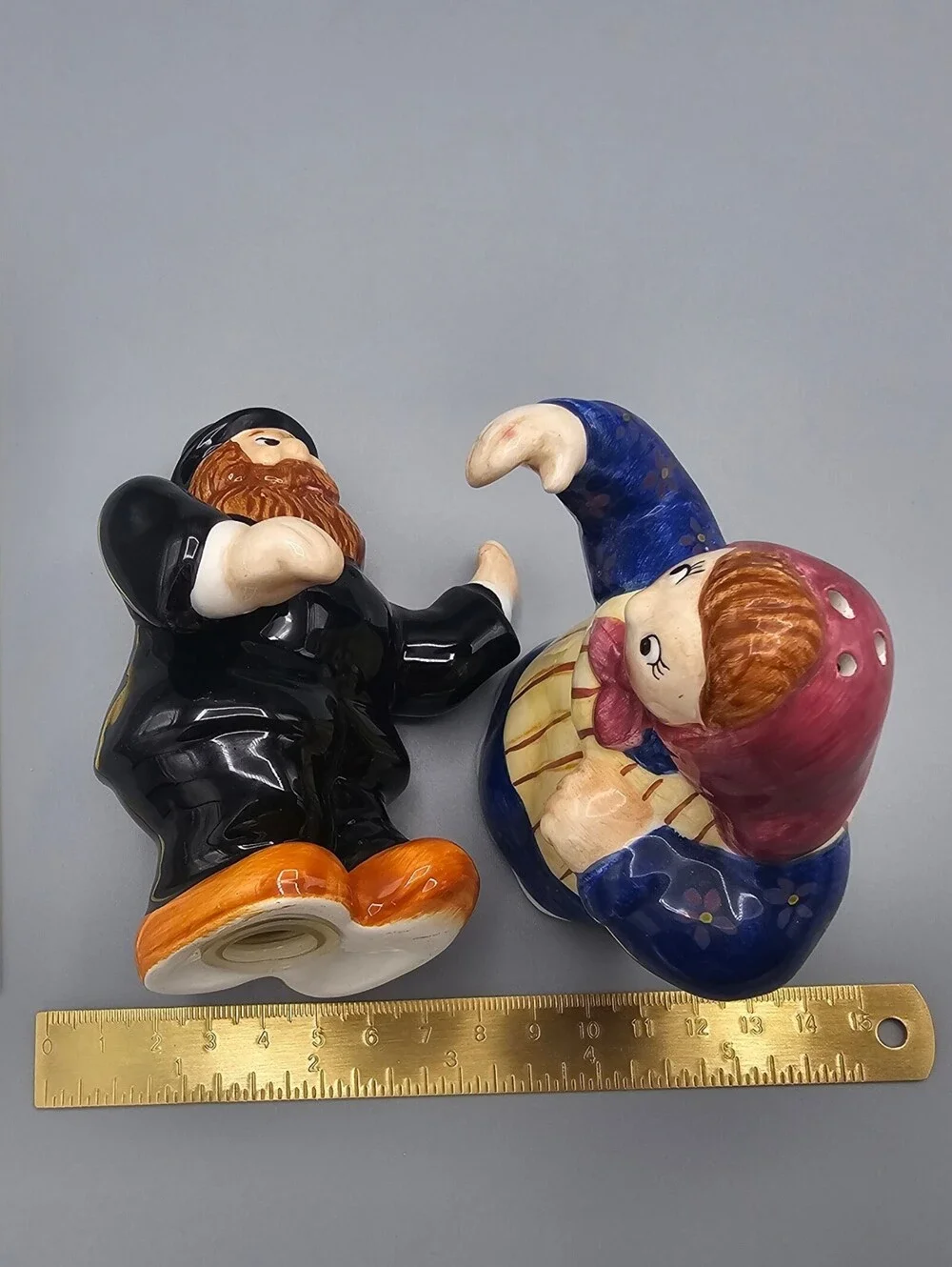 Vintage Ceramic Salt and Pepper Shakers Couple Figurines